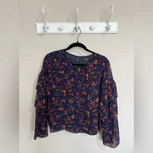 Madewell Women’s Navy Long Sleeve Floral Too - size Large